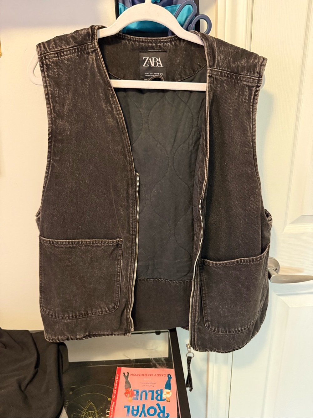 Zara Black Quilted Denim Lined Jacket